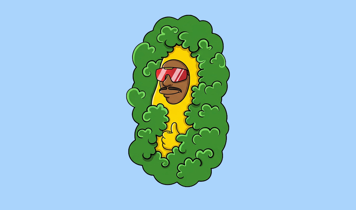 banana man hiding in bushes like homer from Simpsons