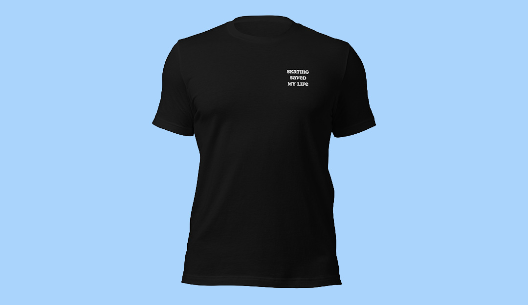 skating saved my life shirt on blue background 